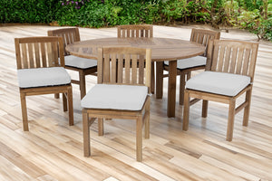 7 pc Huntington Teak Dining Set with 60" Round Dining Table