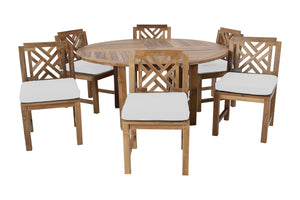 7 pc Monterey Teak Dining Set with 60" Round Dining Table