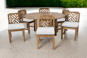 7 pc Monterey Teak Dining Set with 60" Round Dining Table