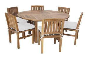 7 pc Huntington Teak Dining Set with 60" Round Dining Table