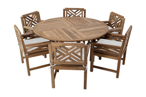 7 pc Monterey Teak Dining Set with 60" Round Dining Table