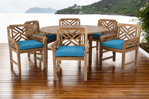 7 pc Monterey Teak Dining Set with 60" Round Dining Table