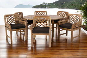 7 pc Monterey Teak Dining Set with 60" Round Dining Table