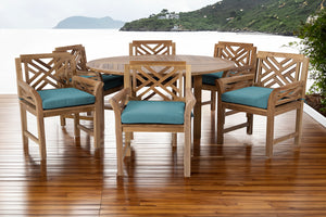 7 pc Monterey Teak Dining Set with 60" Round Dining Table