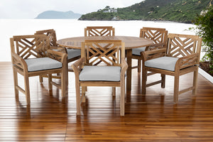 7 pc Monterey Teak Dining Set with 60" Round Dining Table