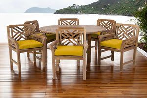 7 pc Monterey Teak Dining Set with 60" Round Dining Table