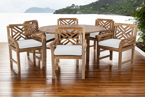 7 pc Monterey Teak Dining Set with 60" Round Dining Table