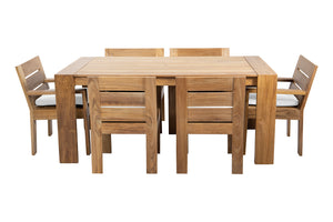 7 pc Pacific Teak Dining Set with 42" x 72" Rectangular Dining Table