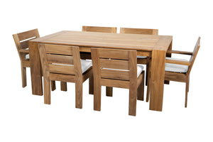 7 pc Pacific Teak Dining Set with 42" x 72" Rectangular Dining Table