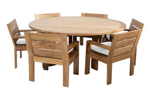 7 pc Pacific Teak Dining Set with 60" Round Dining Table