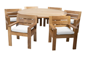 7 pc Pacific Teak Dining Set with 60" Round Dining Table