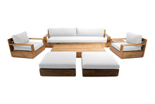 7 pc Pacific Teak Deep Seating Set with 72" Coffee Table. Sunbrella Cushion.