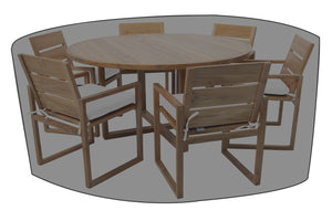 7 pc Venice Teak Dining Set with 60" Round Dining Table WeatherMAX Outdoor Weather Cover