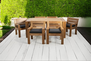 7 pc Pacific Teak Dining Set with 42" x 72" Rectangular Dining Table