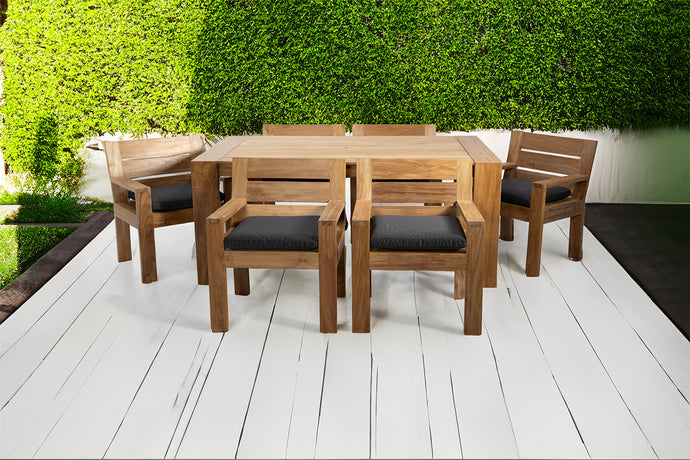 7 pc Pacific Teak Dining Set with 42