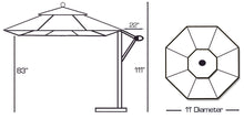 Galtech 887 11' Lift and Tilt Aluminum Outdoor Cantilever Umbrella