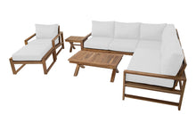 9 pc Newport Teak Sectional Set with 42" Coffee Table. Sunbrella Cushion.