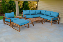 9 pc Newport Teak Sectional Set with 42" Coffee Table. Sunbrella Cushion.