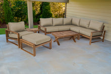 9 pc Newport Teak Sectional Set with 42" Coffee Table. Sunbrella Cushion.