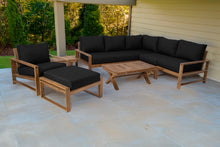 9 pc Newport Teak Sectional Set with 42" Coffee Table. Sunbrella Cushion.