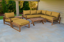 9 pc Newport Teak Sectional Set with 42" Coffee Table. Sunbrella Cushion.