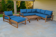 9 pc Newport Teak Sectional Set with 42" Coffee Table. Sunbrella Cushion.