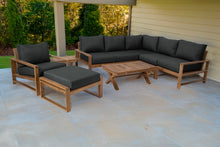 9 pc Newport Teak Sectional Set with 42" Coffee Table. Sunbrella Cushion.