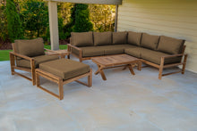 9 pc Newport Teak Sectional Set with 42" Coffee Table. Sunbrella Cushion.