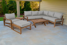 9 pc Newport Teak Sectional Set with 42" Coffee Table. Sunbrella Cushion.