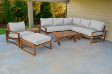 9 pc Newport Teak Sectional Set with 42" Coffee Table. Sunbrella Cushion.