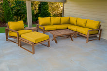 9 pc Newport Teak Sectional Set with 42" Coffee Table. Sunbrella Cushion.