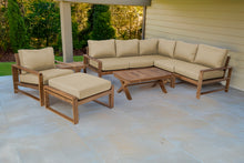 9 pc Newport Teak Sectional Set with 42" Coffee Table. Sunbrella Cushion.