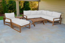 9 pc Newport Teak Sectional Set with 42" Coffee Table. Sunbrella Cushion.