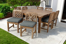 9 pc Monterey Teak Dining Set with 64" Square Dining Table