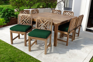 9 pc Monterey Teak Dining Set with 64" Square Dining Table