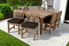 9 pc Monterey Teak Dining Set with 64" Square Dining Table