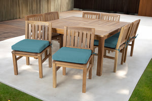 9 pc Huntington Teak Dining Set with 64" Square Dining Table