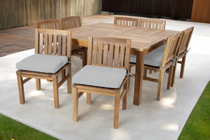 9 pc Huntington Teak Dining Set with 64" Square Dining Table