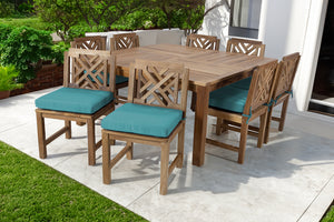 9 pc Monterey Teak Dining Set with 64" Square Dining Table