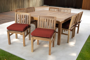 9 pc Huntington Teak Dining Set with 64" Square Dining Table