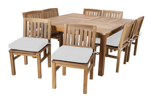 9 pc Huntington Teak Dining Set with 64" Square Dining Table