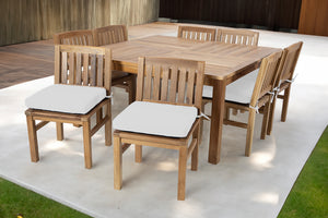 9 pc Huntington Teak Dining Set with 64" Square Dining Table