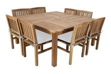 9 pc Huntington Teak Dining Set with 64" Square Dining Table