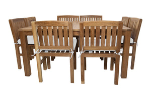 9 pc Huntington Teak Dining Set with 64" Square Dining Table