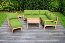 9 pc Huntington Teak Sectional Seating Group with 36" Chat Table. Sunbrella Cushion.