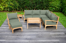 9 pc Huntington Teak Sectional Seating Group with 36" Chat Table. Sunbrella Cushion.