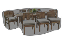 9 pc Huntington Teak Dining Set with Expansion Table WeatherMAX Outdoor Weather Cover