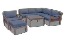9 pc Monterey Teak Sectional Seating Group with 36" Chat Table WeatherMAX Outdoor Weather Cover