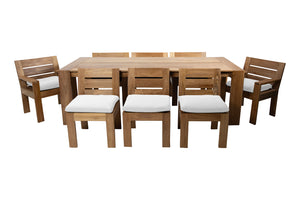 9 pc Pacific Teak Dining Set with 42" x 96" Rectangular Dining Table