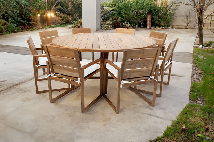 9 pc Venice Teak Dining Set with 72